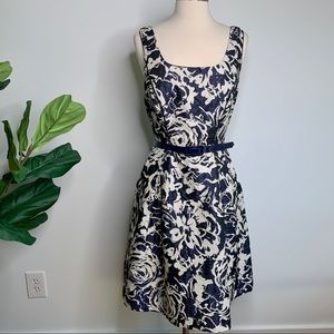 Theia Navy & White Floral Dress